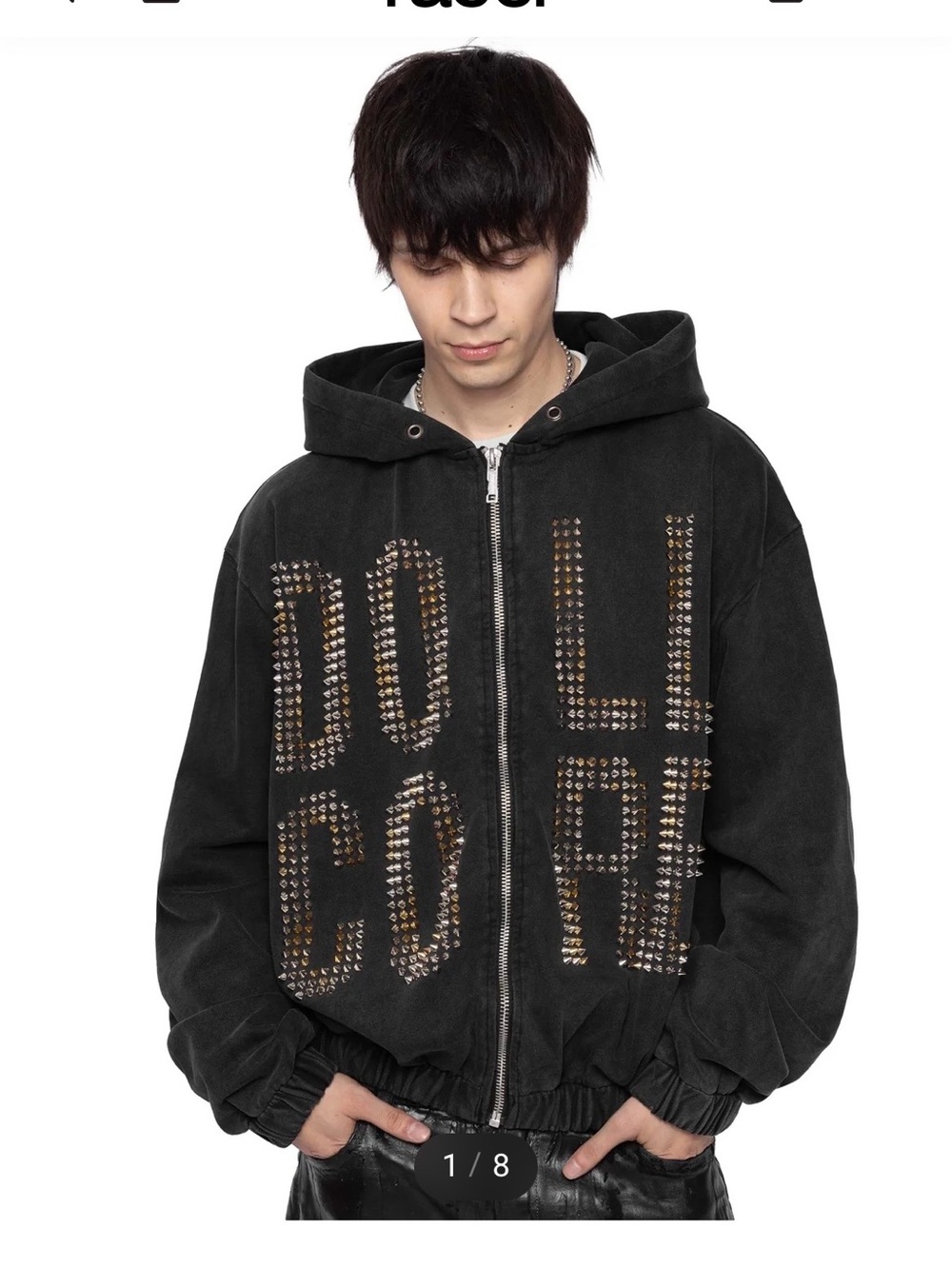 Racer Worldwide x K "Doll Core" Spike Zip-Up Hoodie - Black size Large